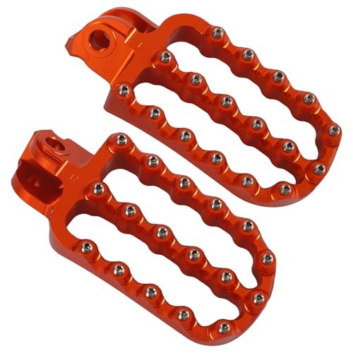 Orange Bike Foot Pegs for KTM Adventure and Dirt Bikes - Wide Footrests