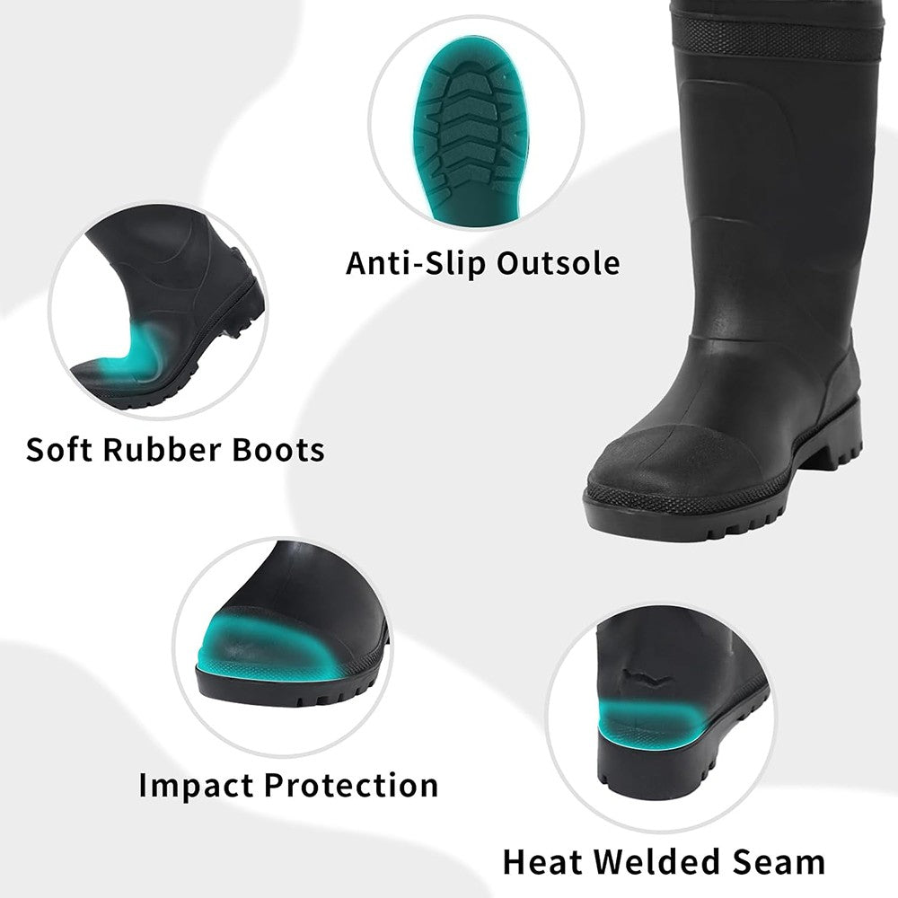Waterproof Nylon Chest Waders for Fishing and Hunting with Cleated Sole