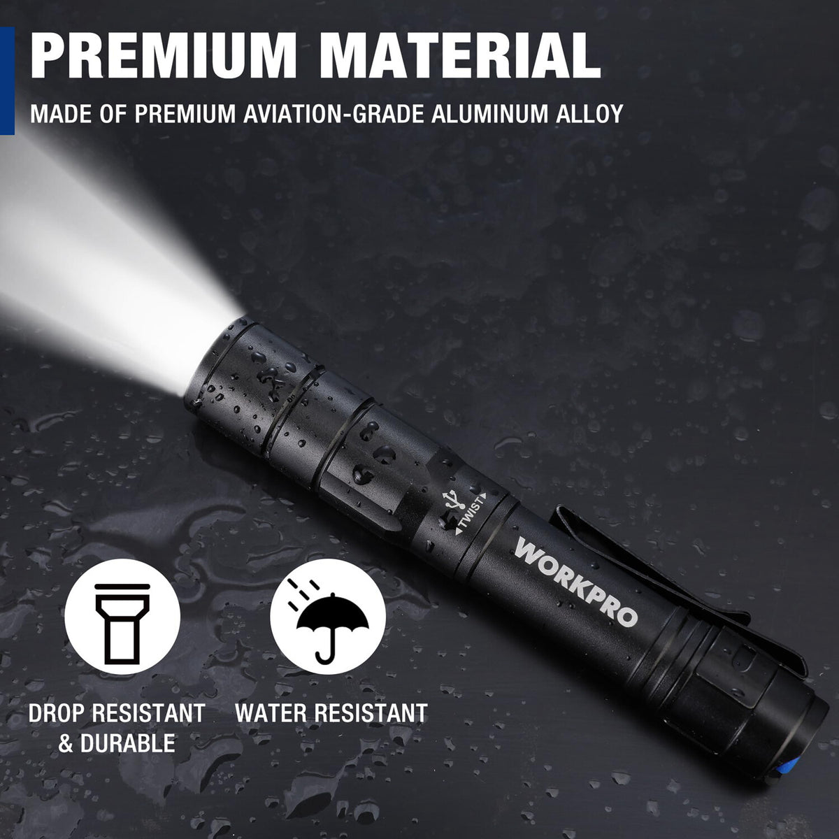 Rechargeable Mini LED Pen Light Flashlight 2 Pack with Memory Function