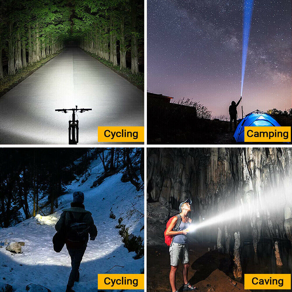Rechargeable LED Tactical Flashlight 100M Waterproof Work Light 5 Modes