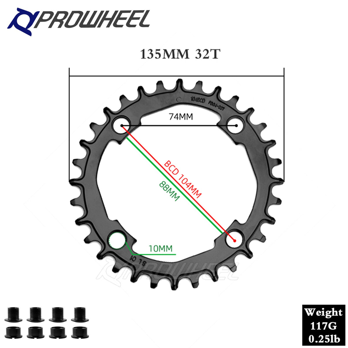 Mountain Bike Chainring 104BCD Steel Wide Narrow Narrow-Wide Sprocket