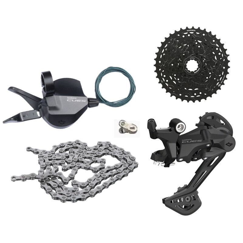 9-Speed Bicycle Groupset with Cassette, Rear Derailleur & Shifter - MTB Trail Cycling Parts