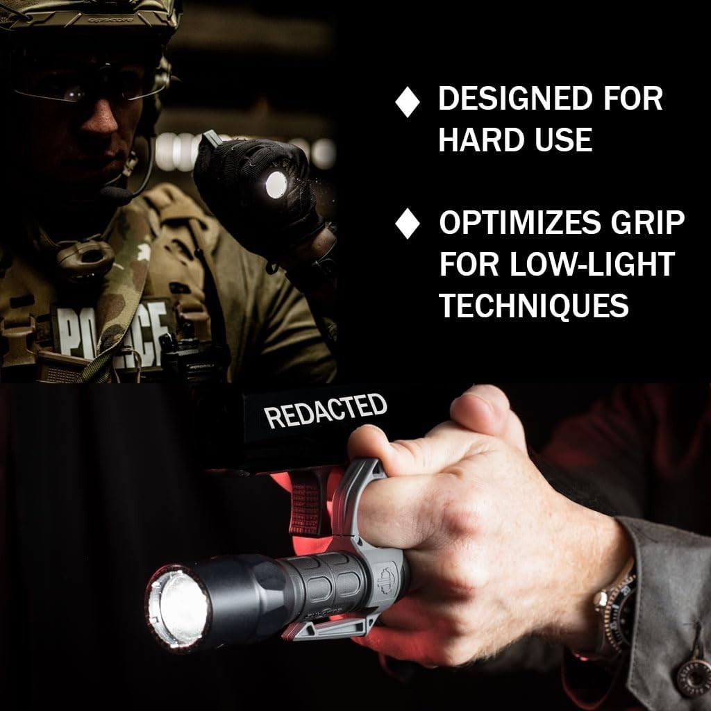 Releasable Flashlight Ring with Pocket Clip for Tactical Use - Large 2.0