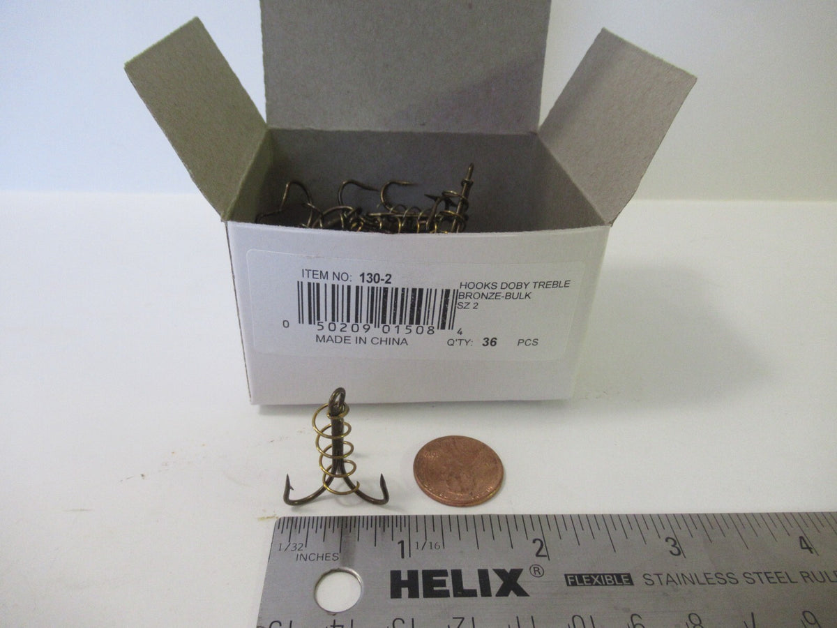 Treble Fishing Hooks - Bronze Spring Bait Hooks for Fish Tackle, Multiple Sizes & Quantities