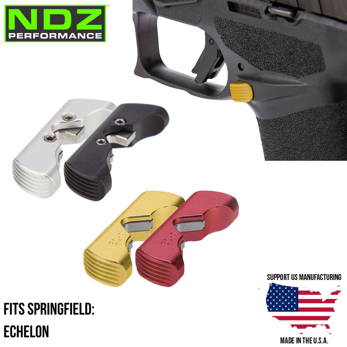 Extended Magazine Release for Springfield Echelon - Ambidextrous & Reversible Steel Aluminum