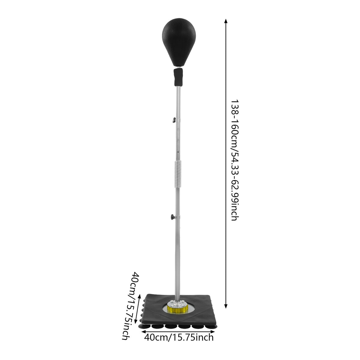 Adjustable Black Boxing Punching Bag with Suction Cup Base for Home Gym