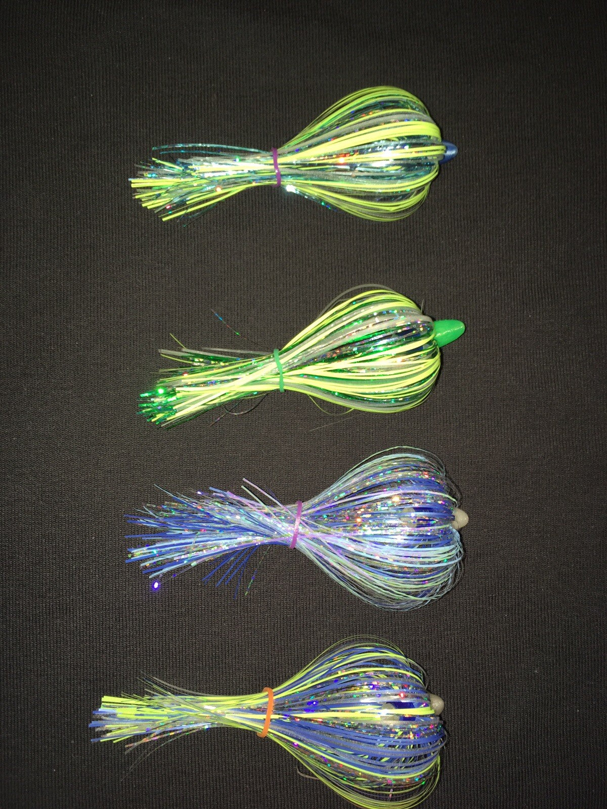 Salmon Trolling Flies Pack of 4 - Unrigged Silver & Green Fish Lures