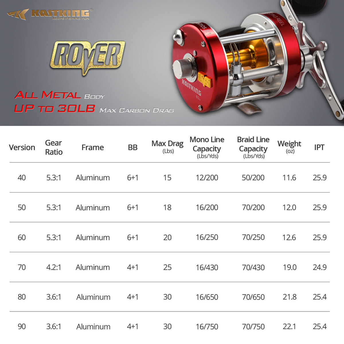 Baitcasting Fishing Reel for Inshore & Offshore Saltwater & Freshwater Use