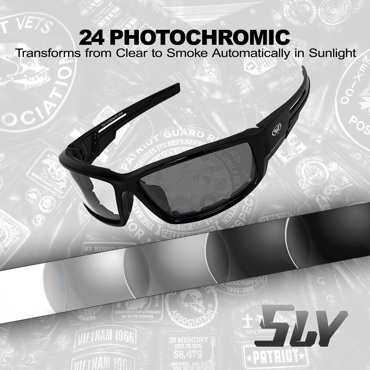 Photochromic Motorcycle Glasses with Padded Frame and UV400 Protection