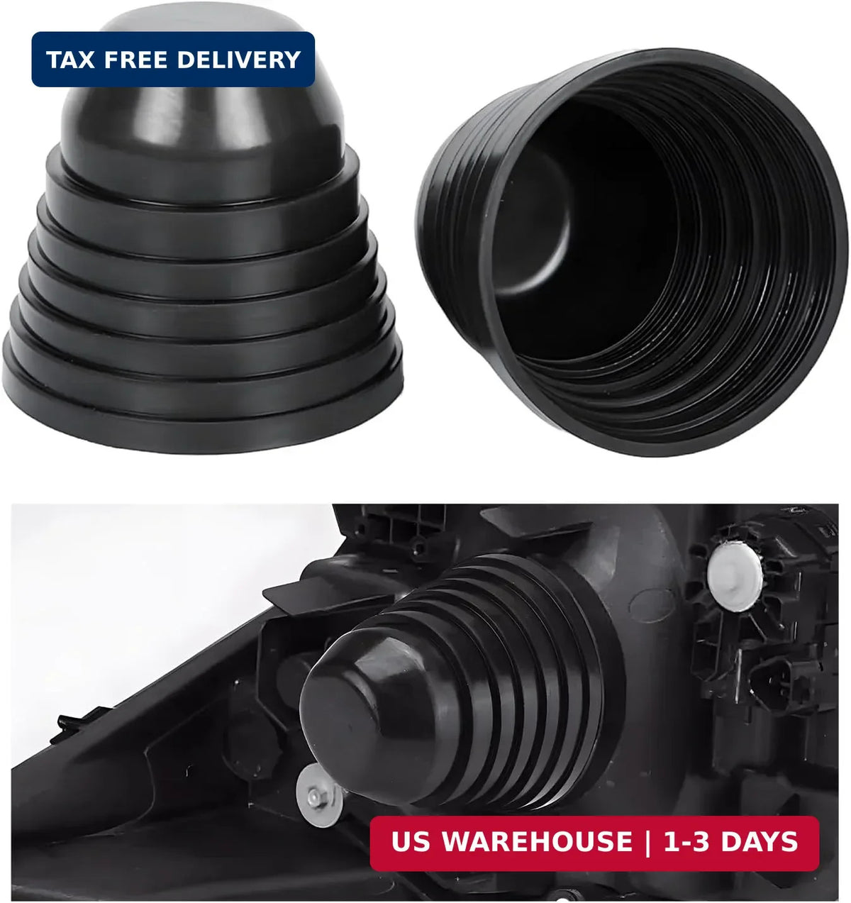 2 Pack Car Headlight Dust Covers 100mm Waterproof Rubber Seals