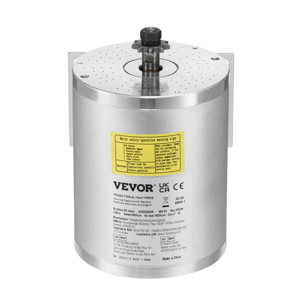 2000W Brushless DC Motor Kit for Electric Bikes & Scooters - 48V, High Speed