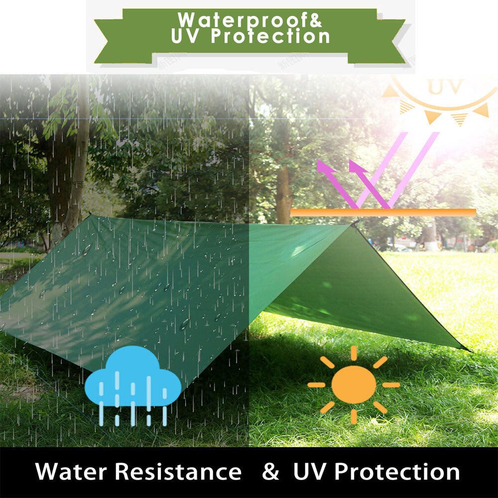 10x10 ft Waterproof Camping Tarp Shelter with Grommets