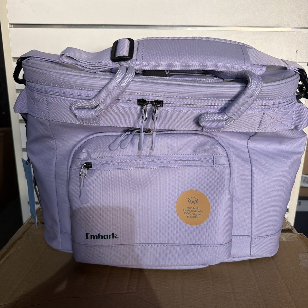 Portable Soft-Sided Cooler Bag with Lavender Fabric and Front Pocket