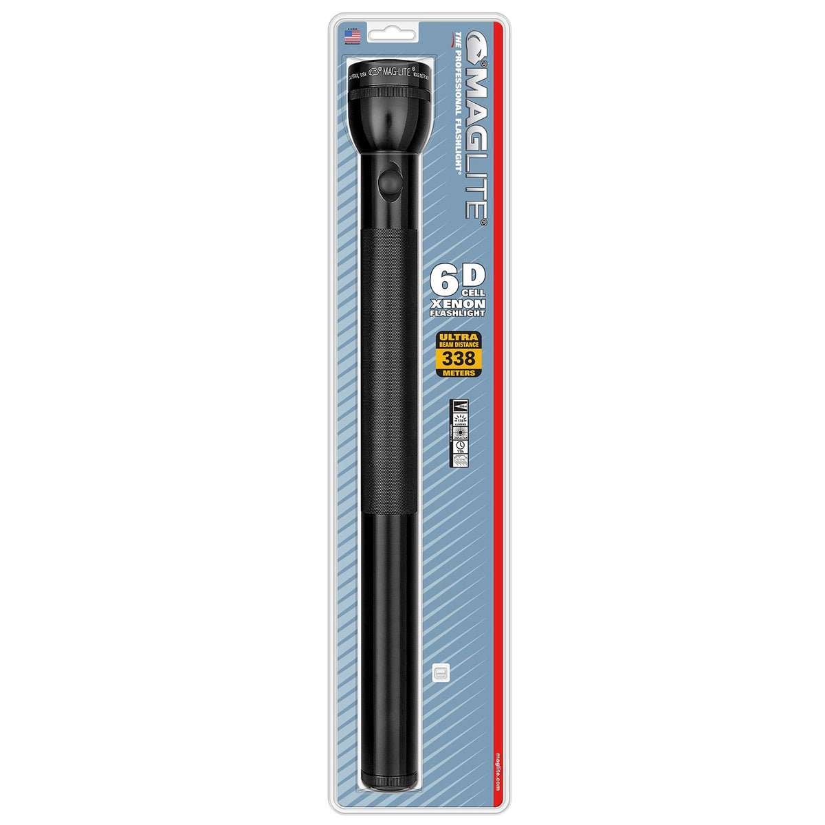 MagLite 6-Cell D Waterproof Flashlight with Adjustable Beam - Black