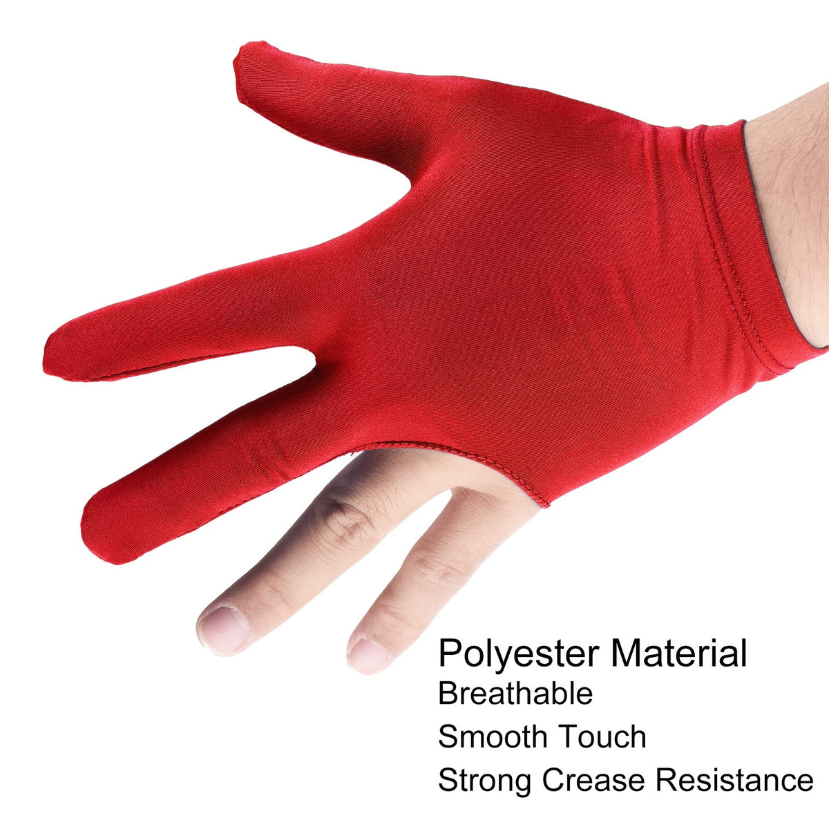 2Pcs 3-Finger Billiard Gloves Left & Right Hand Red