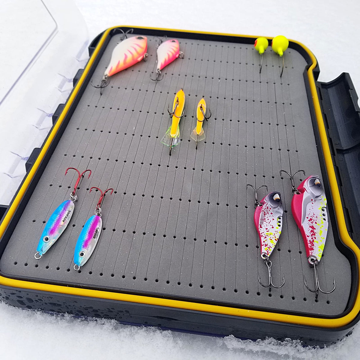 Deep Waterproof Fishing Tackle Organizer for Jigs & Lures - Large Double Sided Storage Box