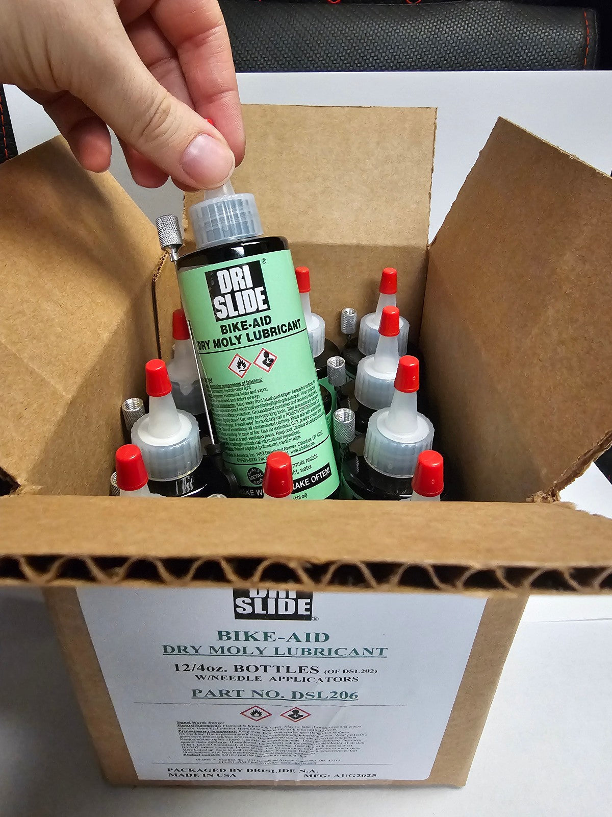 Bike Lubricant Case 12 Bottles with Needle Adapters - Metal on Metal Dry Lubricant