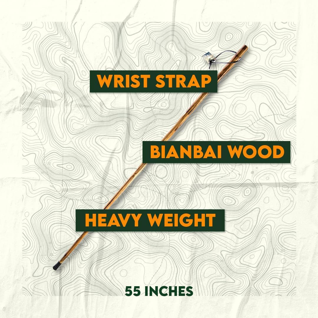 Wooden Hiking Stick with Hand-Carved Howling Wolf - 55 Inch Support Pole