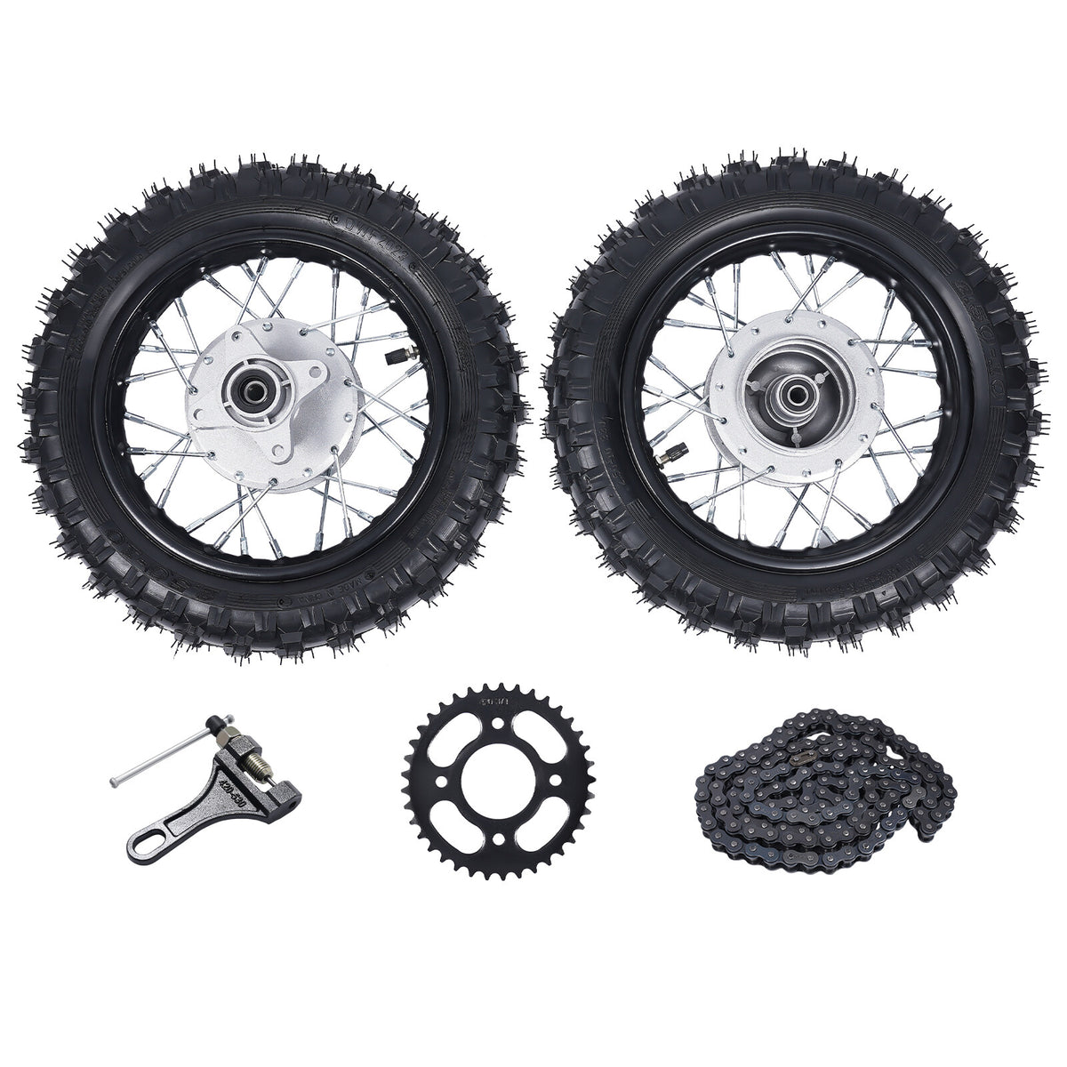 2.5-10 Motorcycle Wheel Set with Chain Sprocket for Motocross & Dirt Bikes