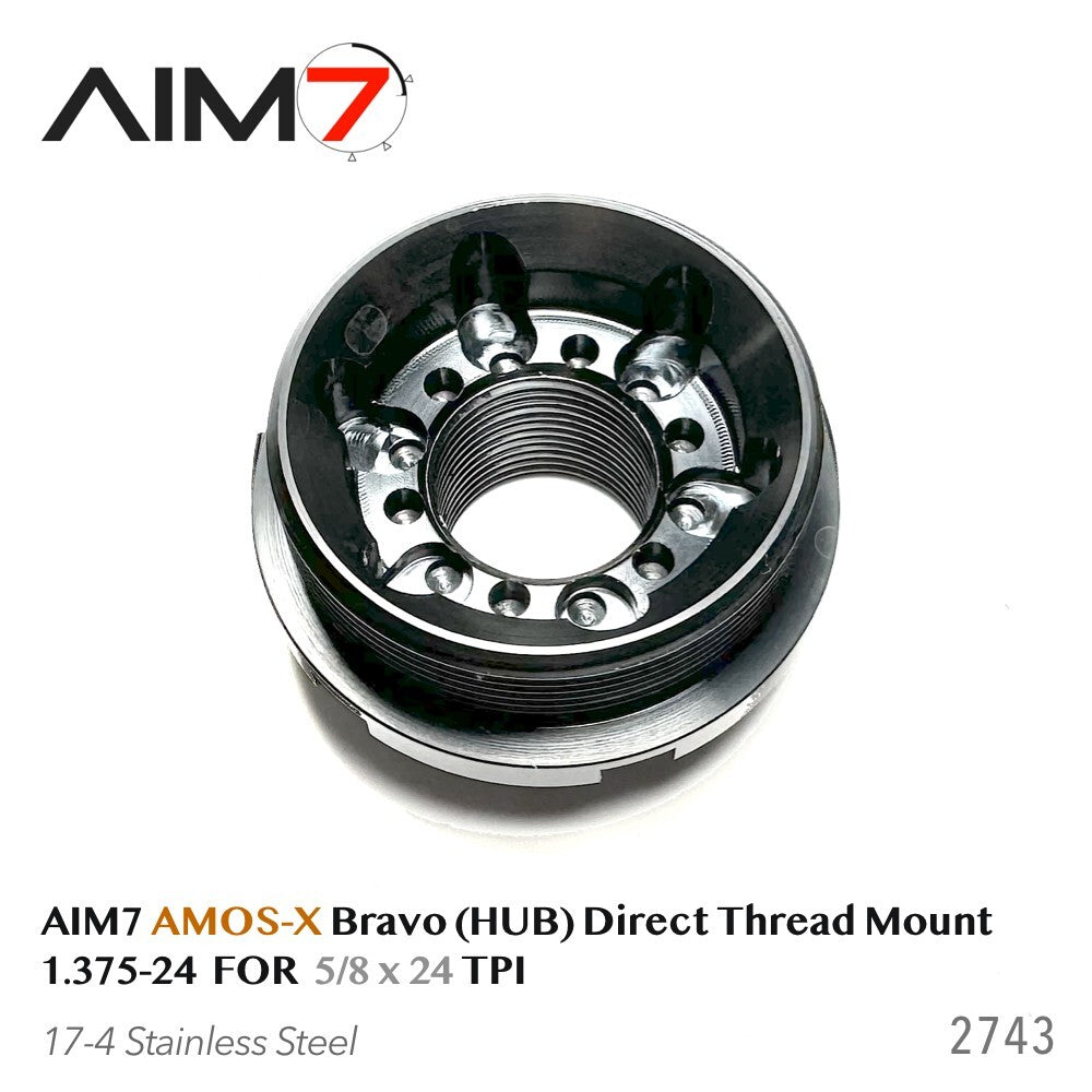 Aim7 AMOS Threaded Mount Adapter 1.375x24 to 5/8x24 Steel for Rifles