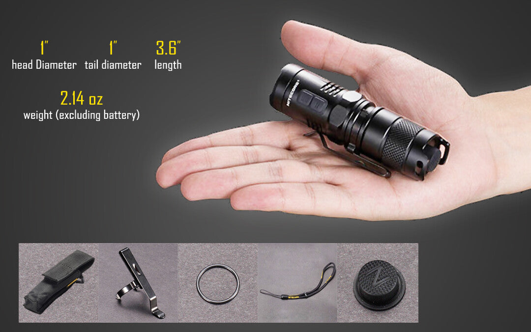 Compact Tactical Flashlight with Red & White LEDs, Batteries & Charger