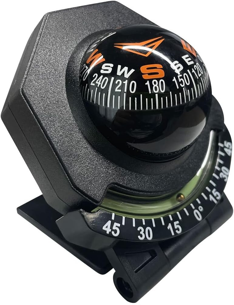 Car Dashboard Compass Ball with Slope Meter - Night Visibility, Waterproof
