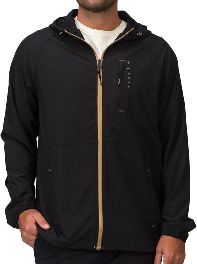 Men's Lightweight Shell Jacket with Hood - Caviar Large
