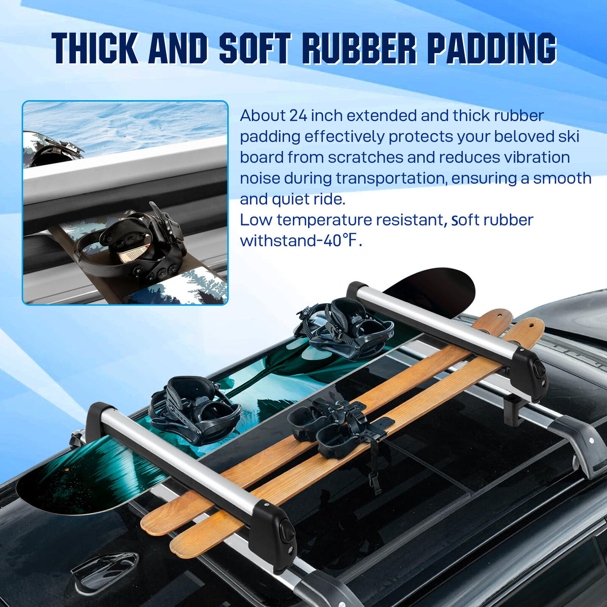 Universal Ski & Snowboard Roof Rack Cross Bar for 3 Series E46 E36