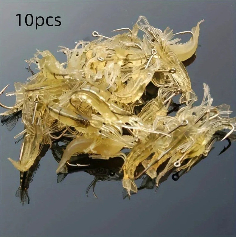 Luminous Soft Shrimp Lures Set - 3D Fish Bait with Hooks & Beads