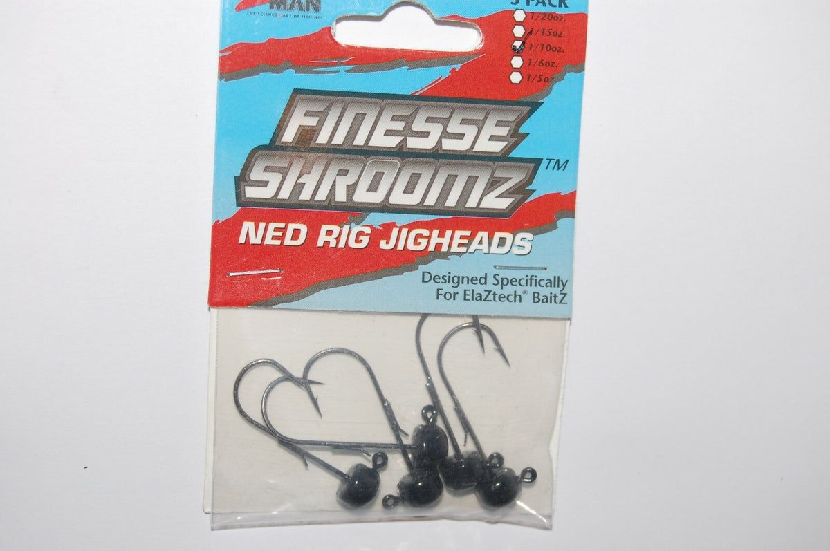 Fishing Jigheads 3 Pack Z-Man Finesse Shroomz Ned Rig 1/10oz Black