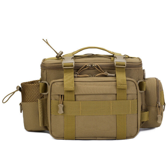 Water-Resistant Fishing Tackle Bag with Multiple Storage Pockets and Adjustable Strap
