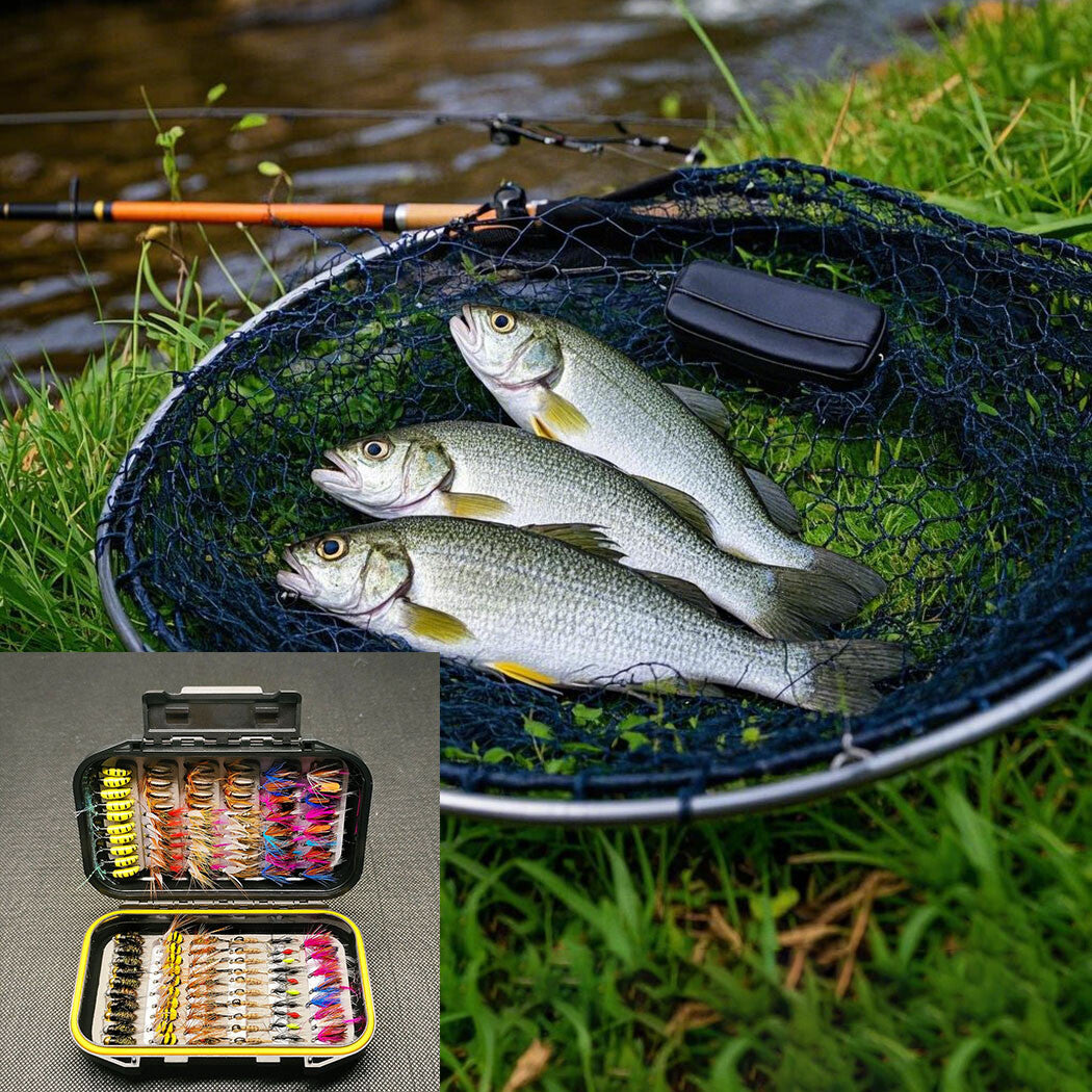 114Pcs Fly Fishing Lure Set for Trout Bass Salmon Steelhead with Box
