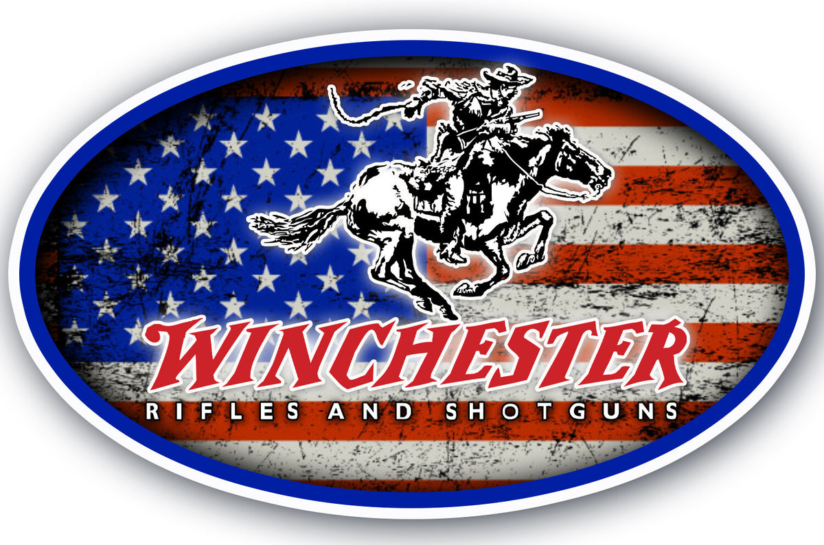 Winchester Rifle and Shotgun Vinyl Decal - Indoor/Outdoor Sticker 3x5 Inches
