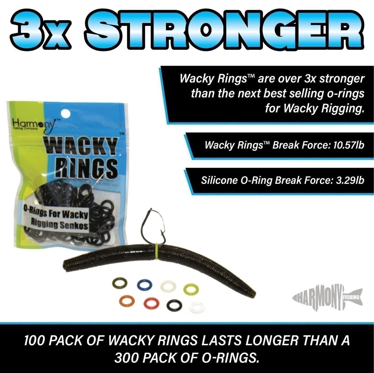 Wacky Rings 100 Pack for Fishing Rigging - Strong Silicone O-Rings for Senkos and Soft Baits