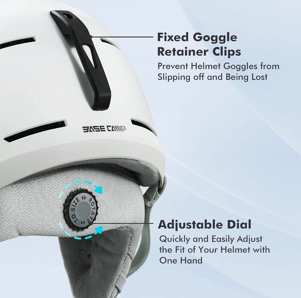 Base Camp SD-05 Ski Helmet with Dial Fit & Goggle Compatibility