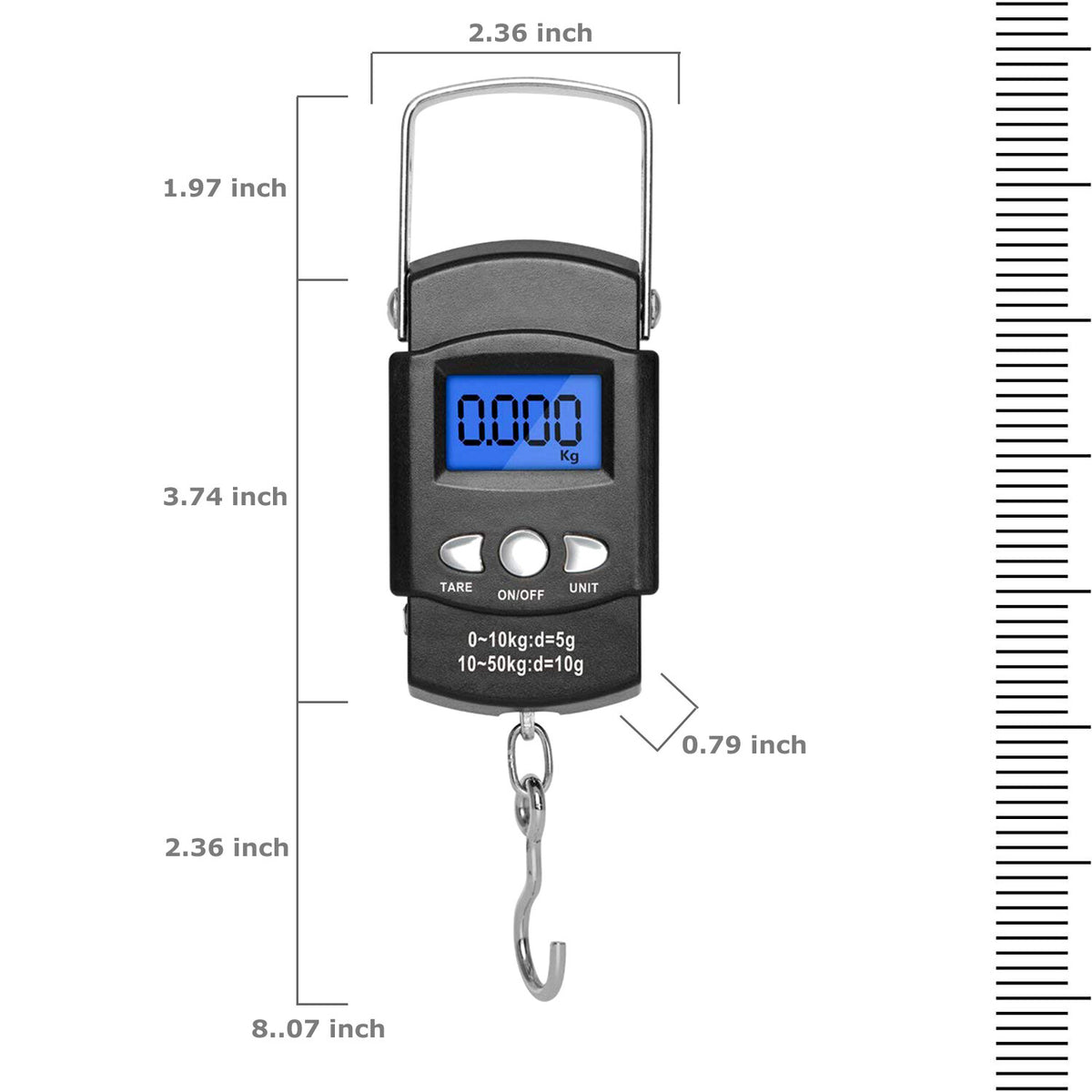 Digital Luggage & Fish Scale with LCD Display Portable Hanging Hook