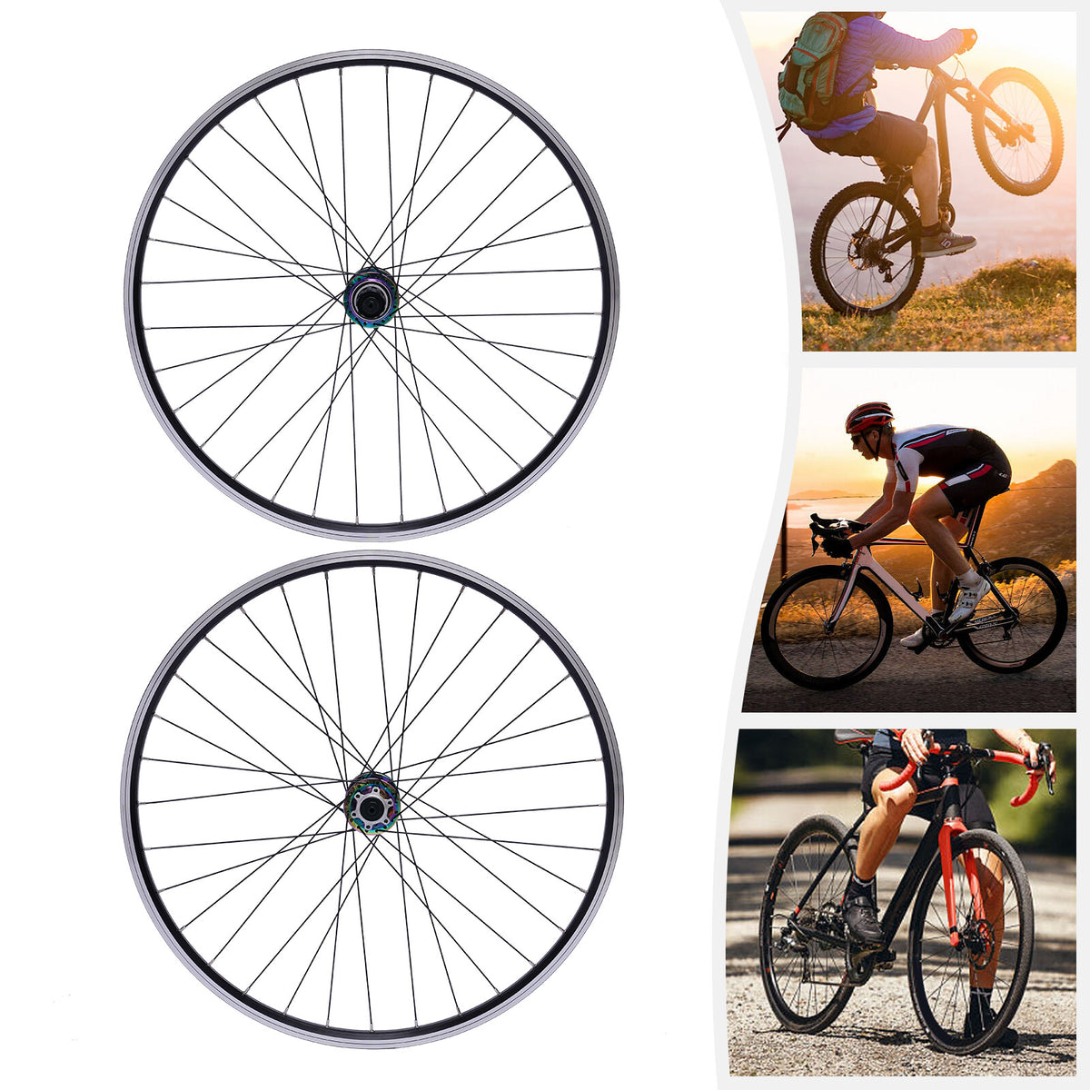 27.5 Inch Aluminum MTB Wheelset with Disc Brakes and 32 Spokes