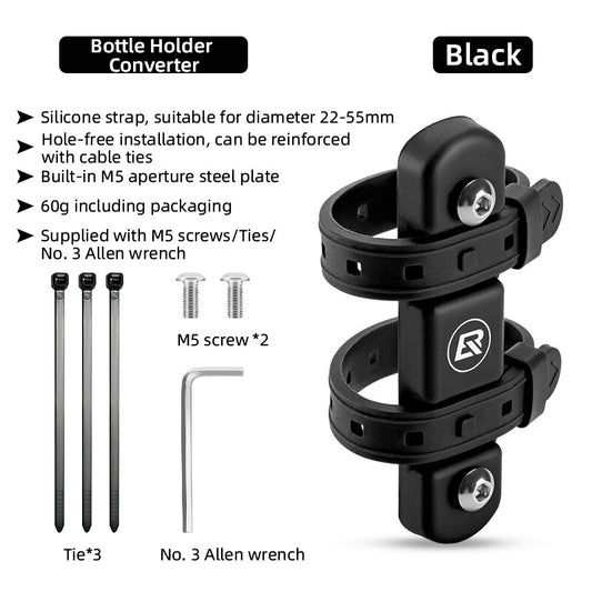 Bike Bottle Cage Mount Adapter Silicone Holder Strap - Adjustable & Shock-Absorbing