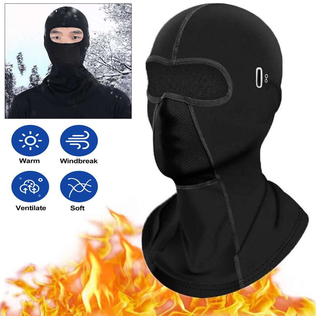 Winter Thermal Balaclava Face Mask Windproof Fleece Ski Mask