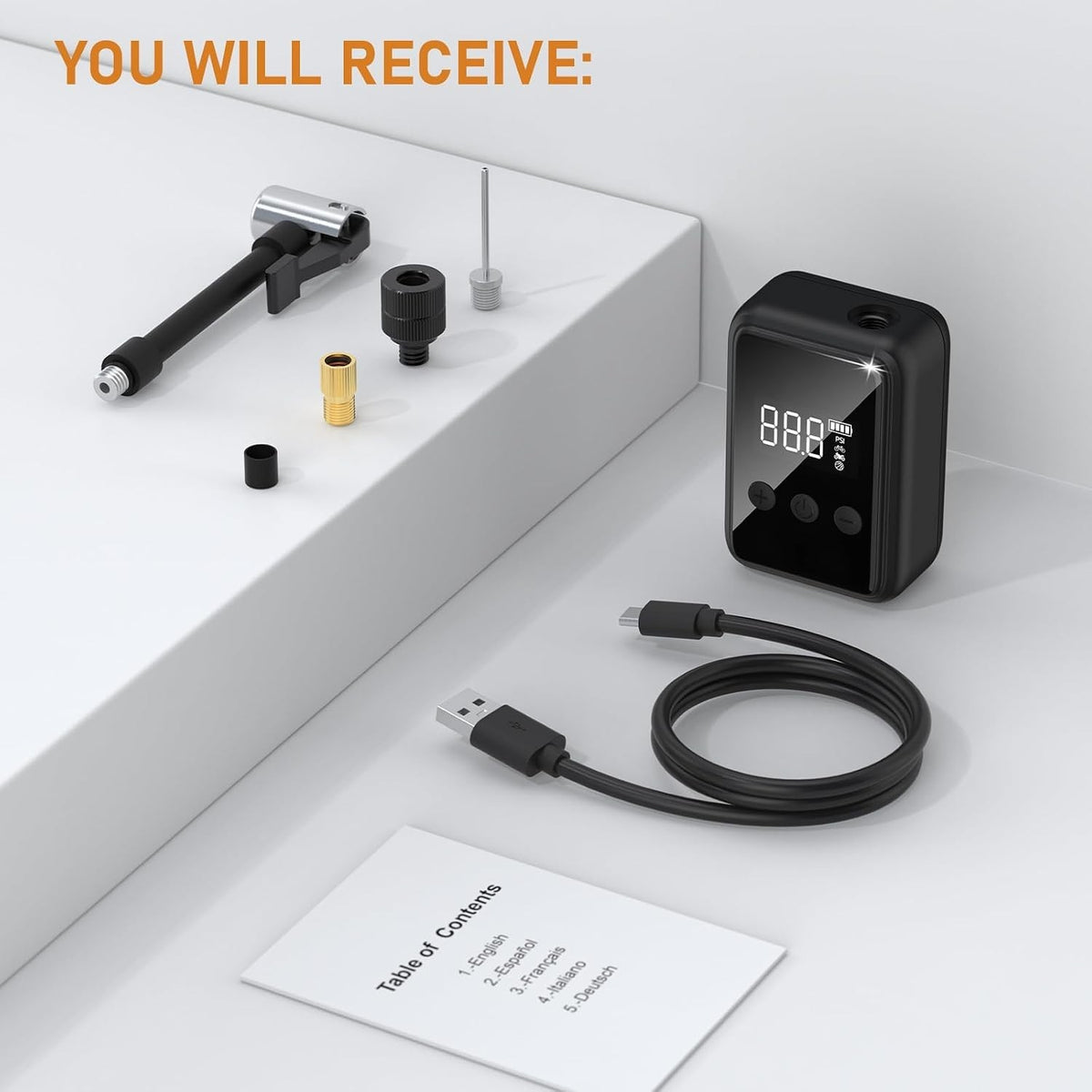 Portable Bike Pump with Gauge 130 PSI Mini Tire Inflator for Bikes & Sports Equipment