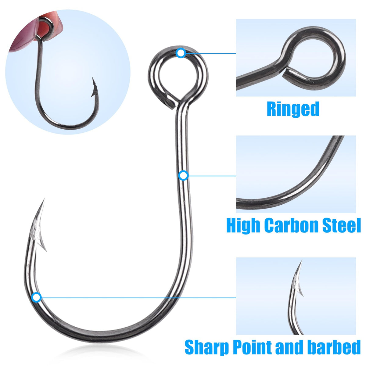 150pcs Inline Fishing Hooks Kit with Split Rings for Saltwater & Freshwater Lures