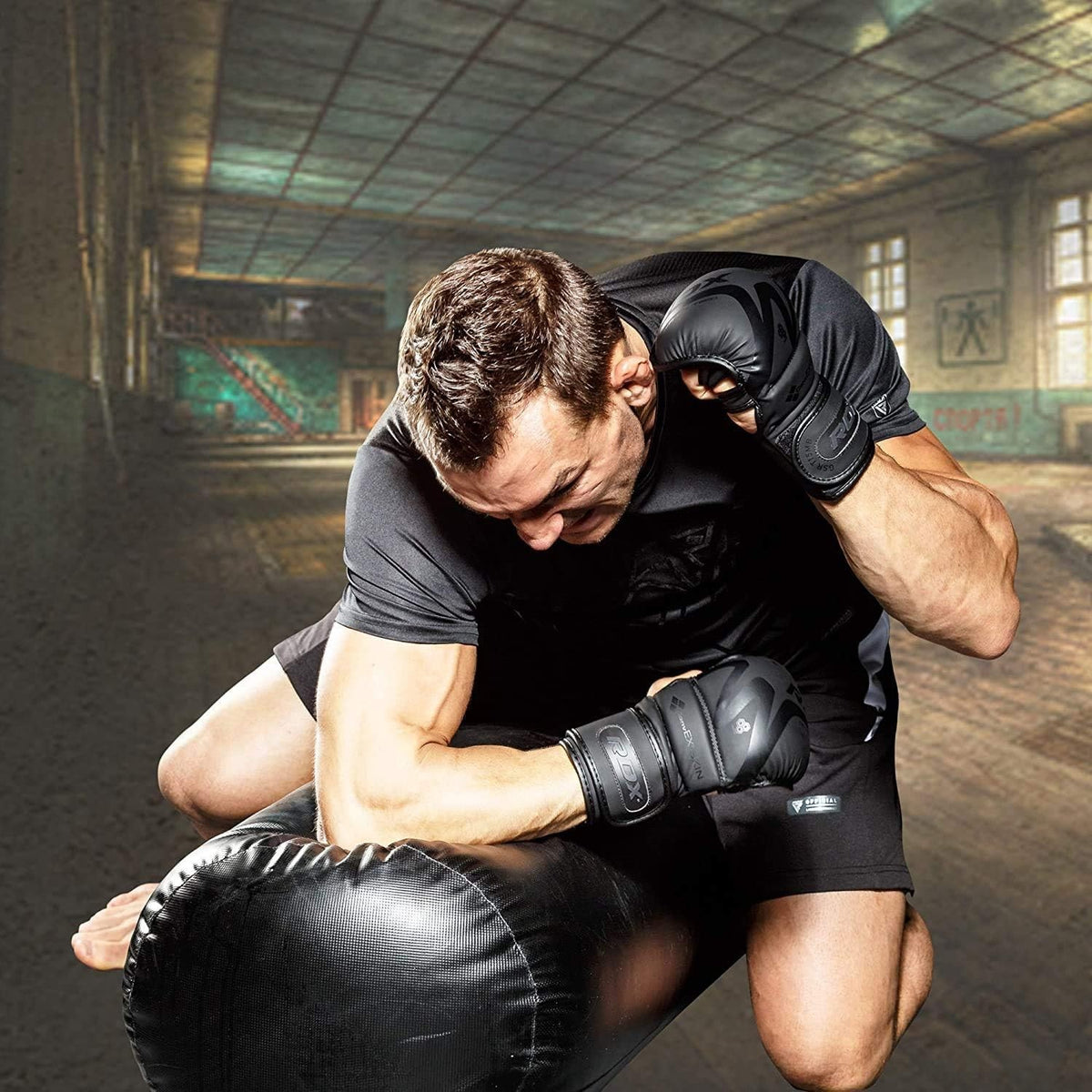 MMA Sparring Gloves Open Palm Kickboxing Muay Thai Leather Training Gear