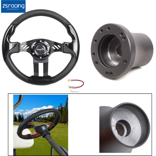 Golf Cart Steering Wheel Adapter for Club Car DS 1984+ Black Hub 13 Inch