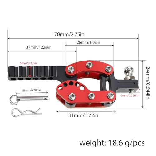 Adjustable Metal RC Car Tow Hook Trailer Hitch for 1/8 & 1/10 Crawlers Black