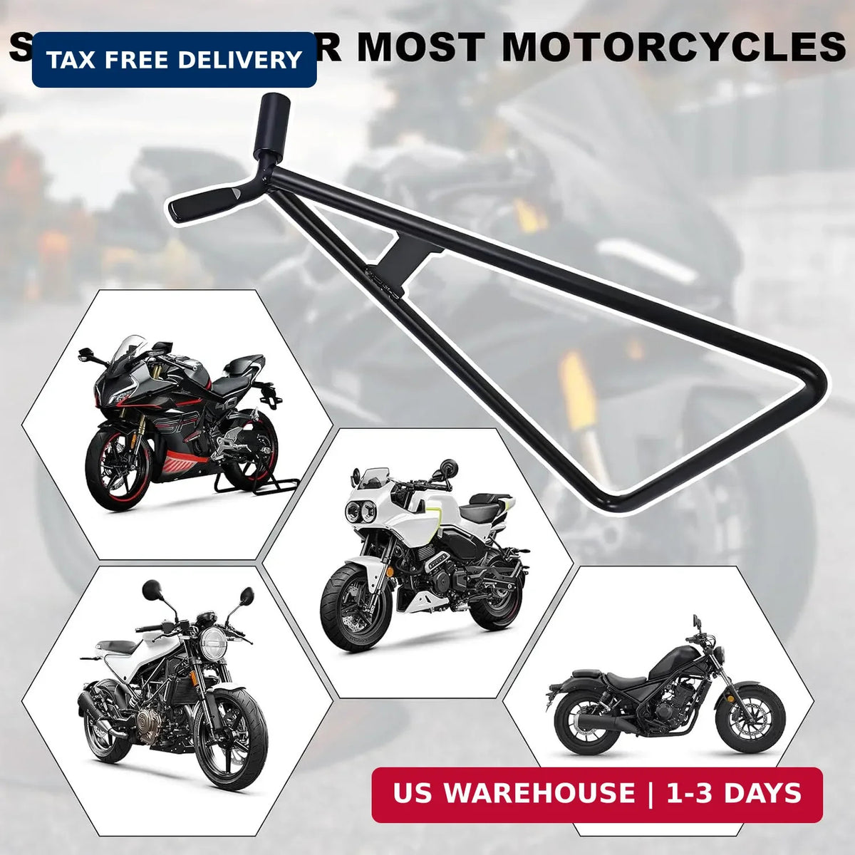 Heavy Duty Steel Motorcycle Kickstand for Dirt Bikes - Stable Triangular Support