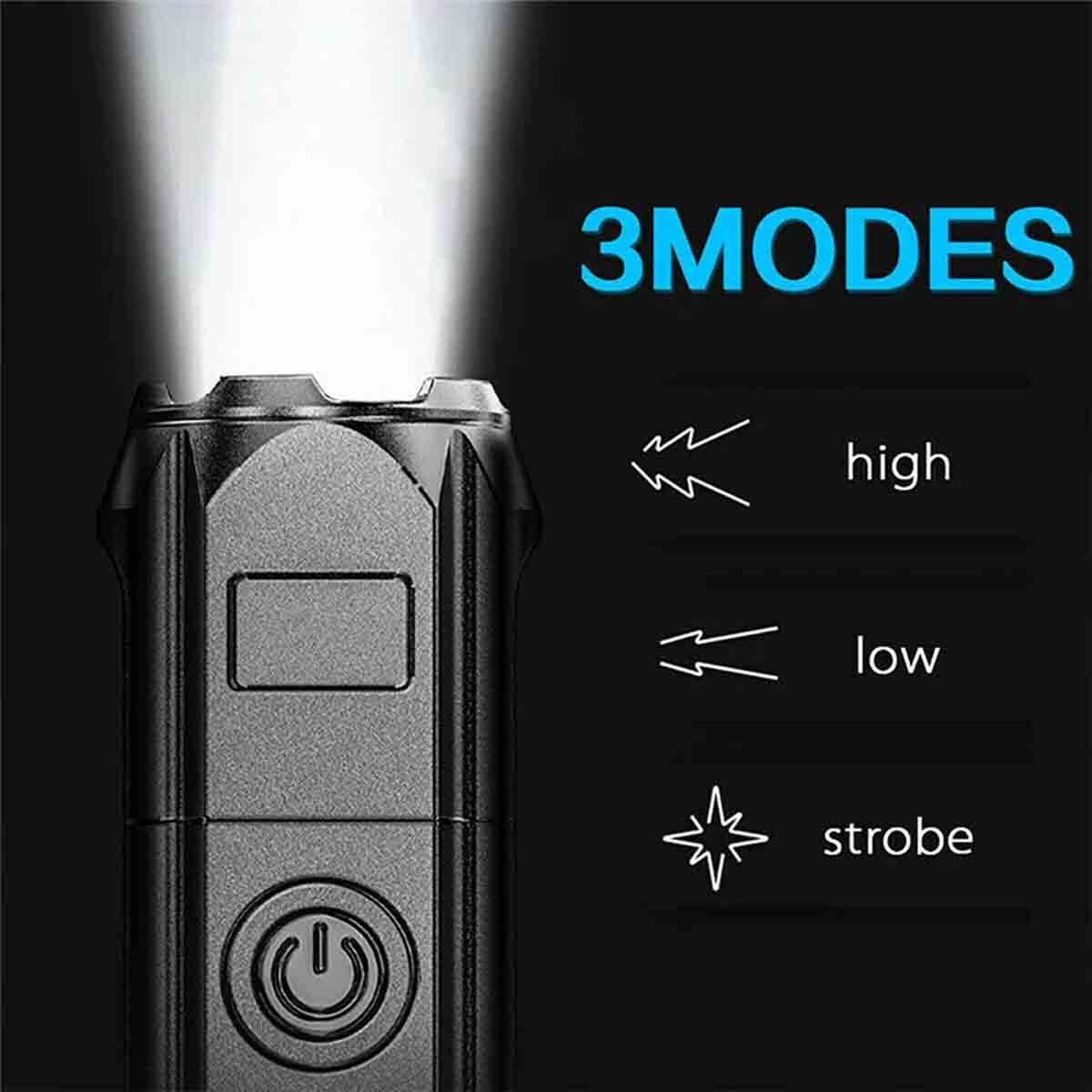 Rechargeable LED Flashlight Torch - Super Bright Tactical Handheld Lamp (2 Pack)