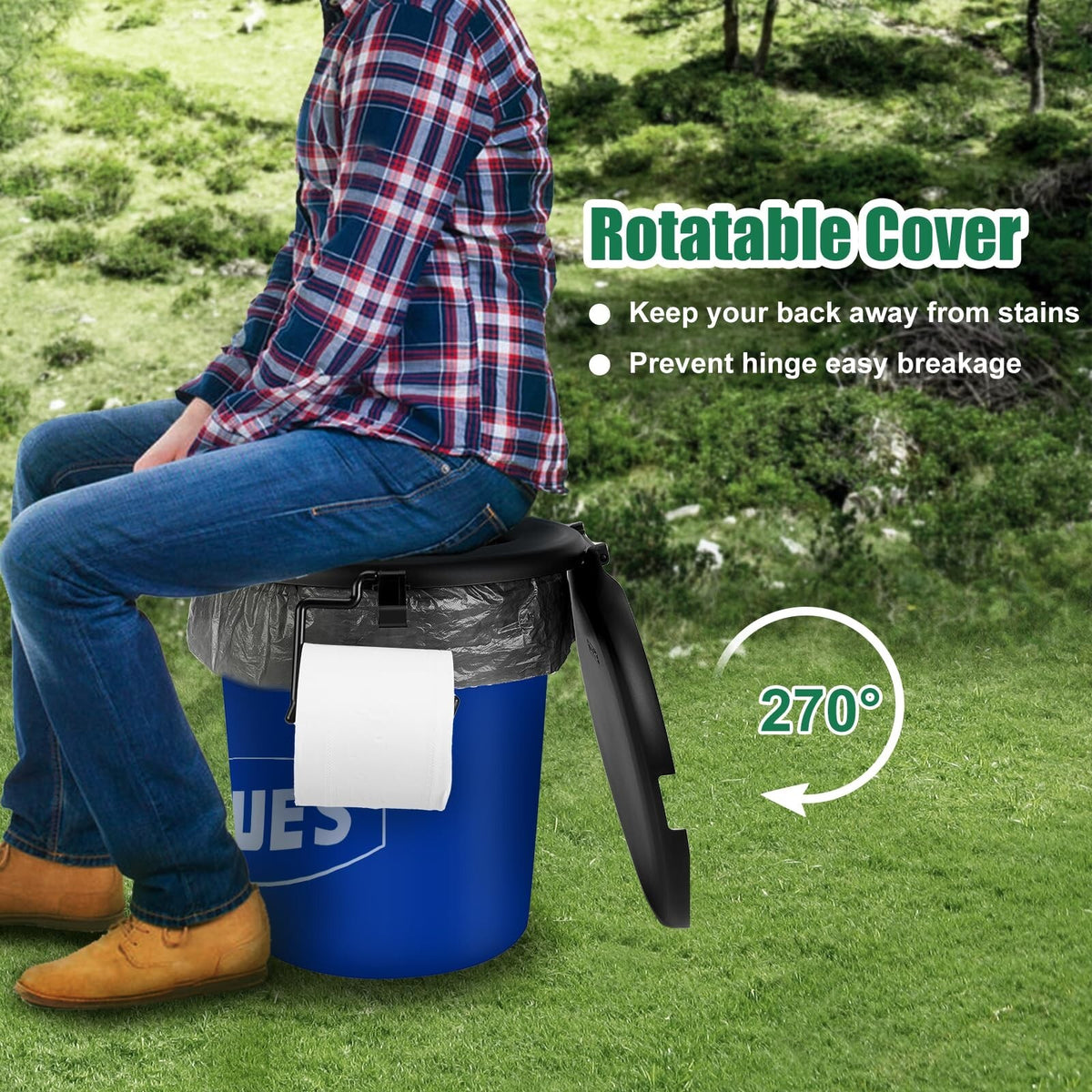Portable Toilet Seat for 5 Gallon Buckets with Lid & Disposable Bag Compatible