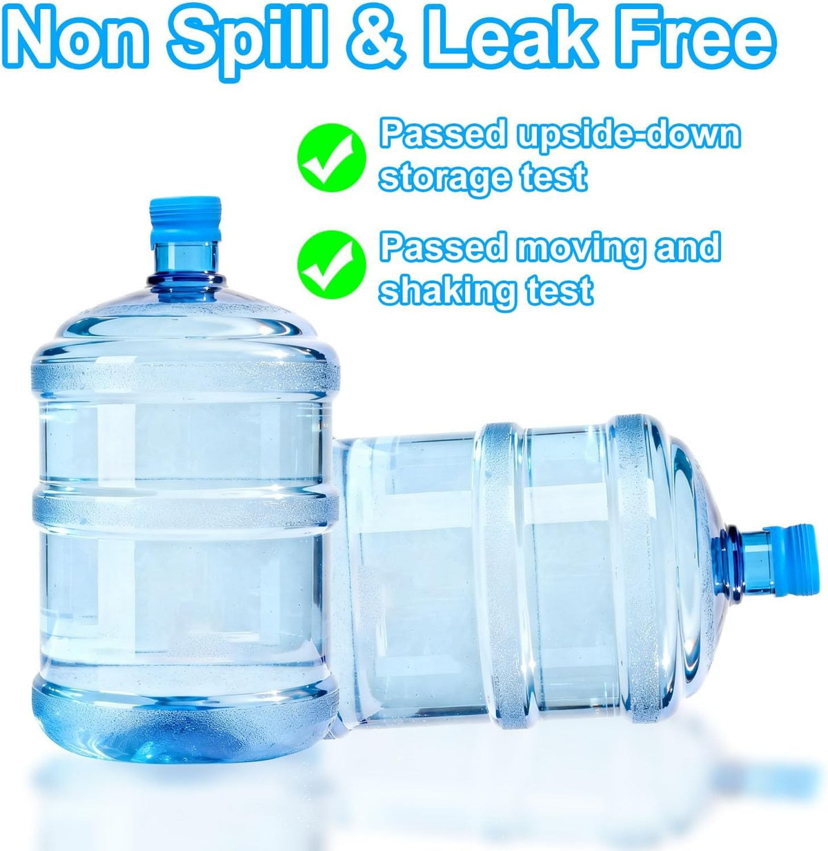 Reusable 5 Gallon Water Jug Caps Leak-Proof Bottle Lids - 55mm, Blue