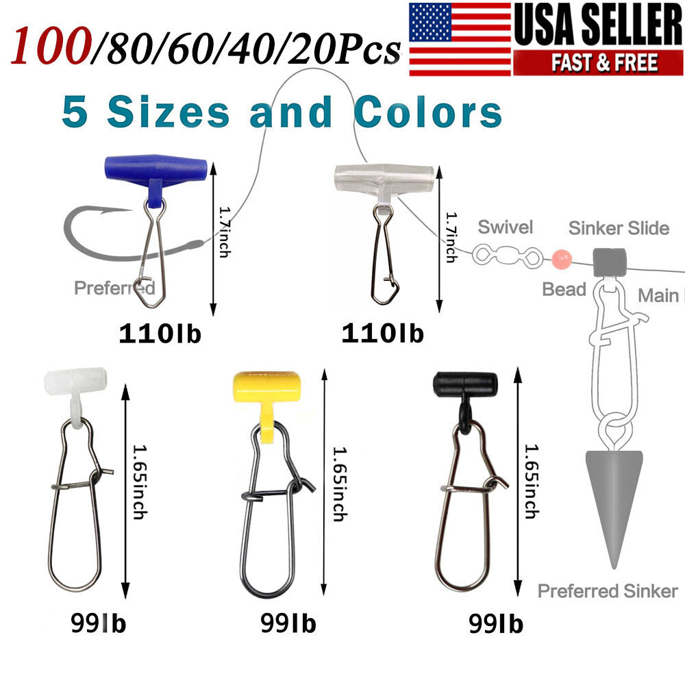 Fishing Line Sinker Slider with Snap - Heavy Duty Tackle for Freshwater & Saltwater