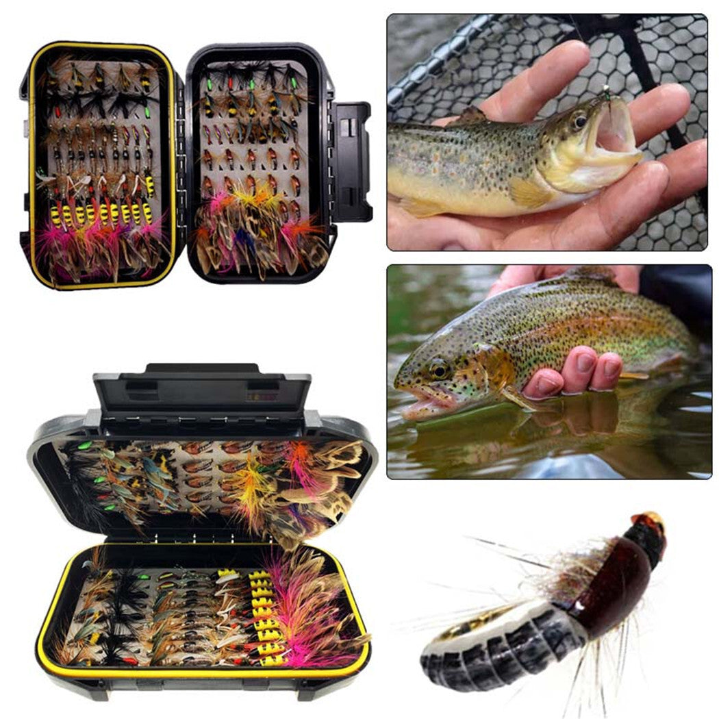 Fly Fishing Nymph Lure Set - Assorted Dry & Wet Flies for Trout & Bass